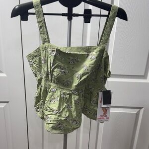 Celebrity Pink Floral Green Babydoll Top
